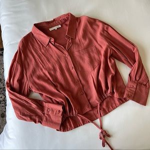 Soft Oversized Draw String Hem Button Up